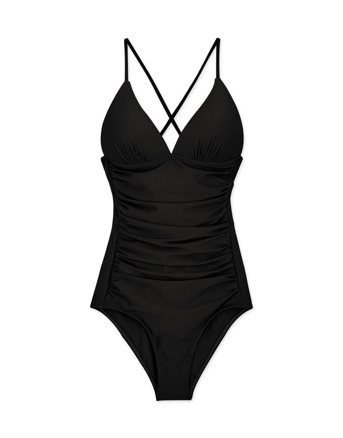 【SLIMMING】Crossback Waist Trainer Sculpting Swimsuit Push Up Bra Padded