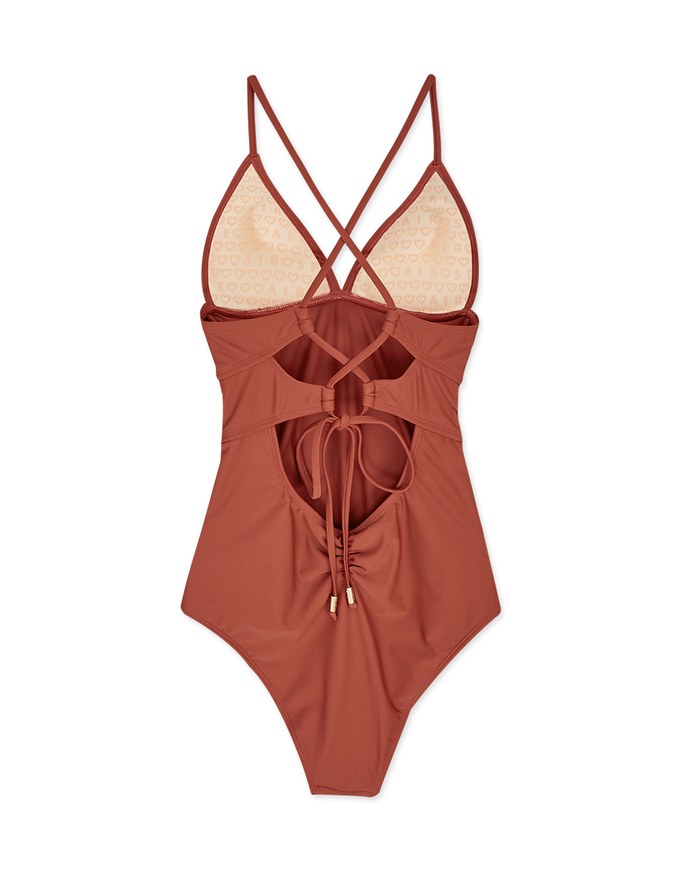 【SLIMMING】Crossback Waist Trainer Sculpting Swimsuit Push Up Bra Padded