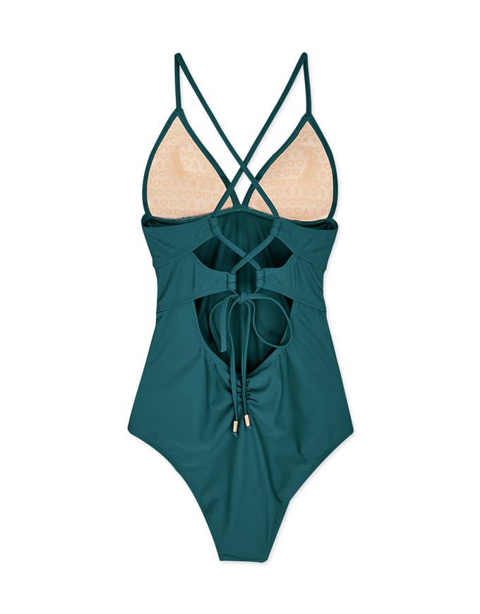 【SLIMMING】Crossback Waist Trainer Sculpting Swimsuit Push Up Bra Padded