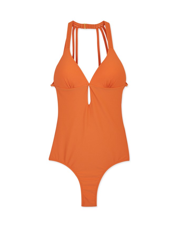【SLIMMING】Halter Hollow Waist Trainer Sculpting Swimsuit Push Up Bra Padded
