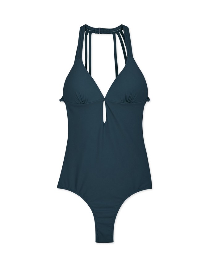 【SLIMMING】Halter Hollow Waist Trainer Sculpting Swimsuit Push Up Bra Padded