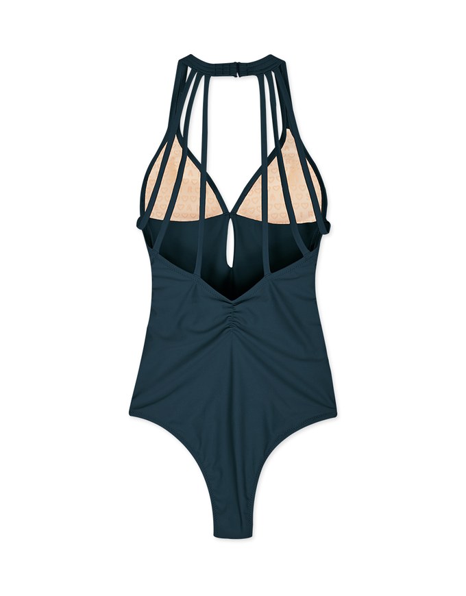 【SLIMMING】Halter Hollow Waist Trainer Sculpting Swimsuit Push Up Bra Padded