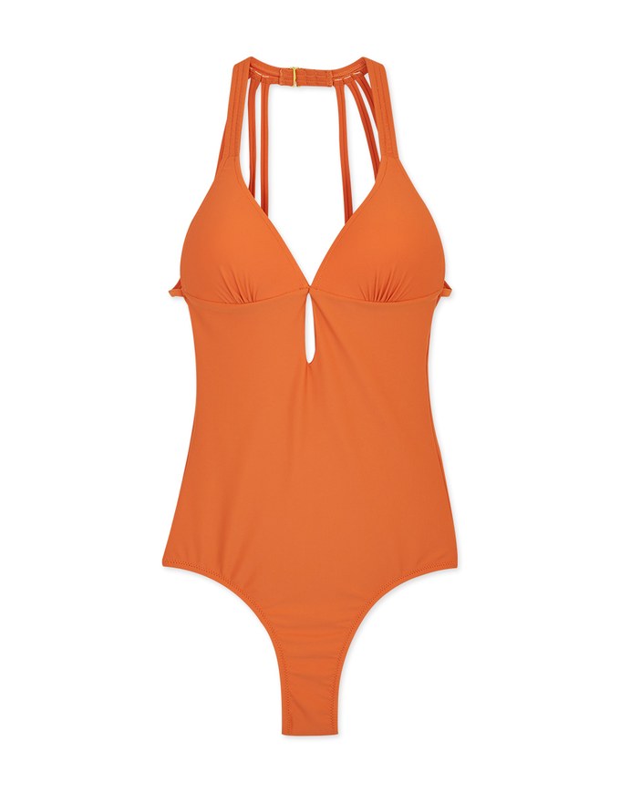 【EXTRA BODICE LENGTH】Tall Girl-Halter Hollow Waist Trainer Sculpting Swimsuit Push Up Bra Padded