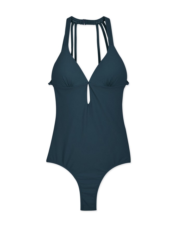 【EXTRA BODICE LENGTH】Tall Girl-Halter Hollow Waist Trainer Sculpting Swimsuit Push Up Bra Padded