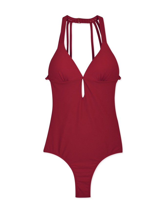 【EXTRA BODICE LENGTH】Tall Girl-Halter Hollow Waist Trainer Sculpting Swimsuit Push Up Bra Padded