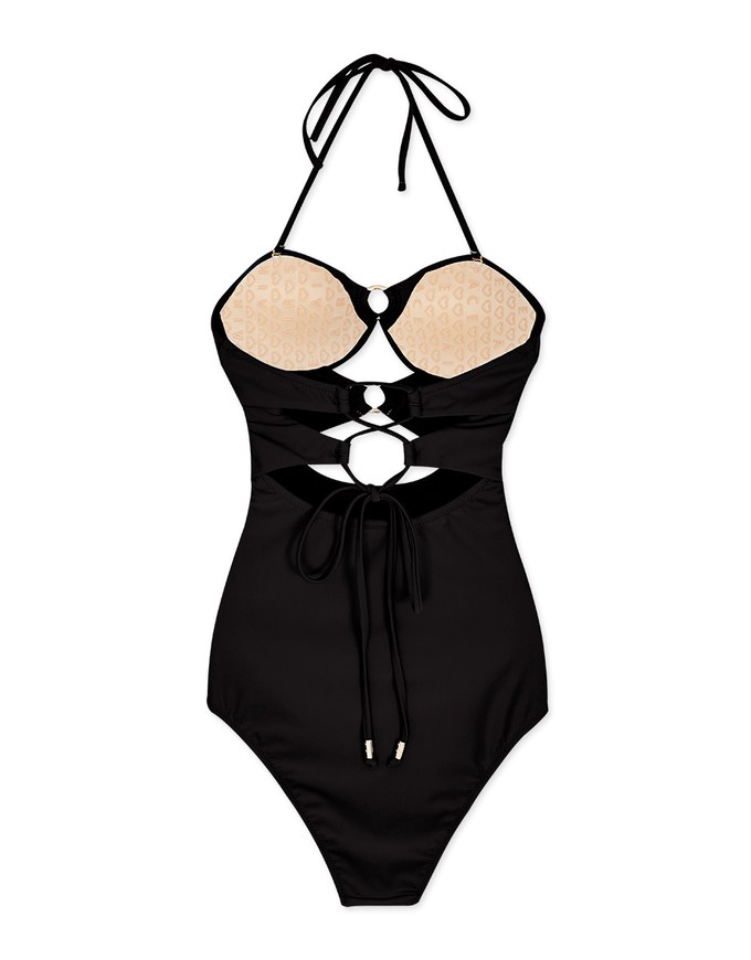 【PUSH UP 】2Way Hollow Out Bandeau One-Piece Swimsuit Push Up Bra Padded