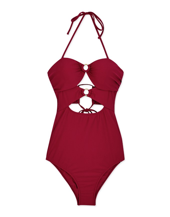 【PUSH UP 】2Way Hollow Out Bandeau One-Piece Swimsuit Push Up Bra Padded