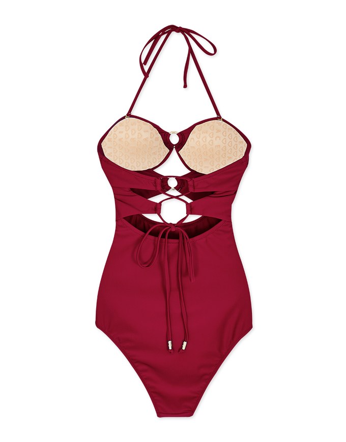 【PUSH UP 】2Way Hollow Out Bandeau One-Piece Swimsuit Push Up Bra Padded