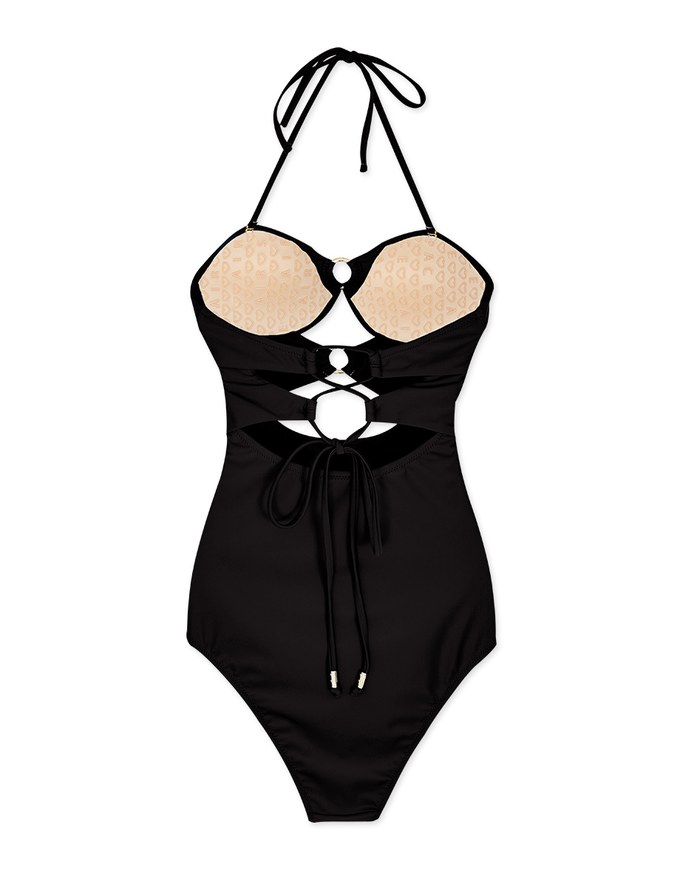 【EXTRA BODICE LENGTH 】Tall Girl-2Way Hollow Out Bandeau One-Piece Swimsuit Push Up Bra Padded