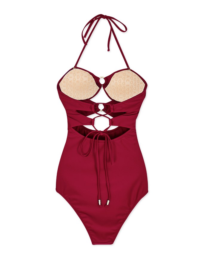 【EXTRA BODICE LENGTH 】Tall Girl-2Way Hollow Out Bandeau One-Piece Swimsuit Push Up Bra Padded