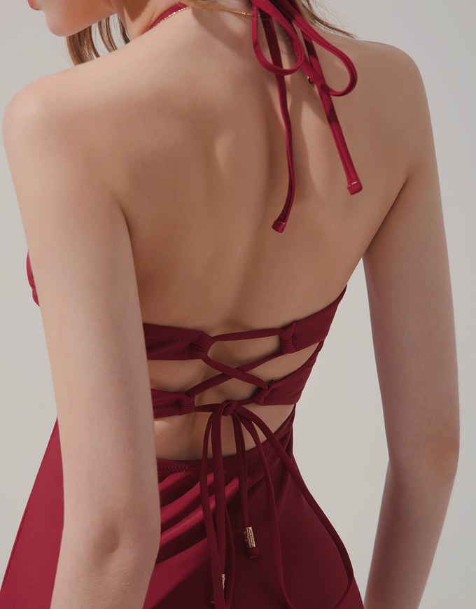 【EXTRA BODICE LENGTH 】Tall Girl-2Way Hollow Out Bandeau One-Piece Swimsuit Push Up Bra Padded