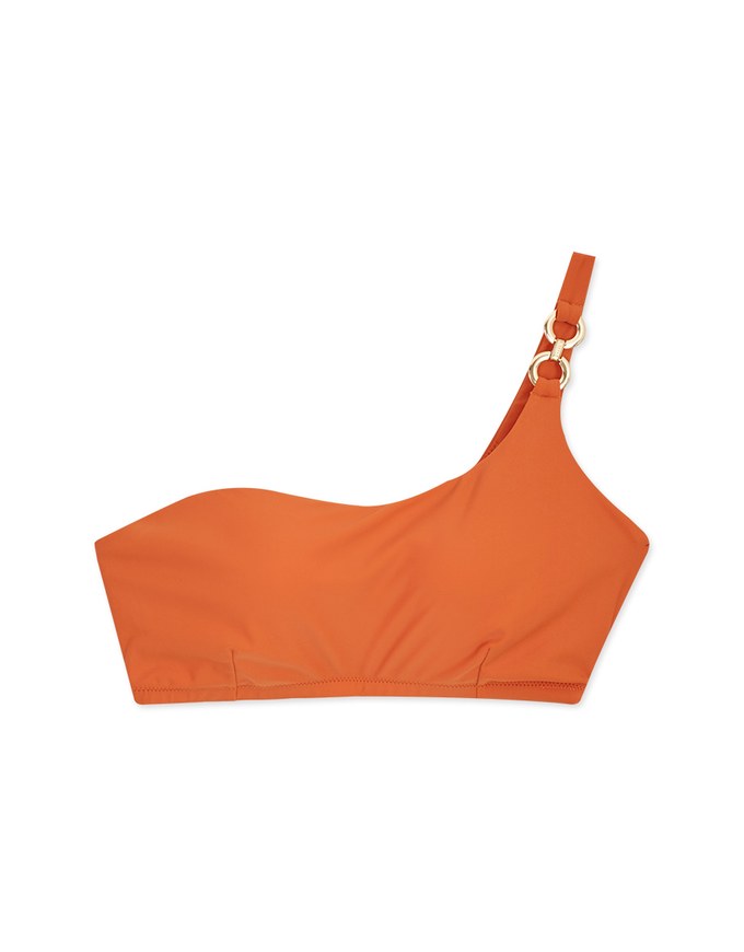【PUSH UP】Bikini TOP Metal Rings One-Shoulder Bikini Top