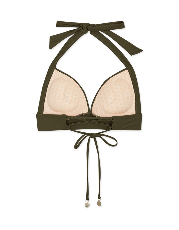 【PUSH UP】Cropped Corset Bikini Top With Bra Padded