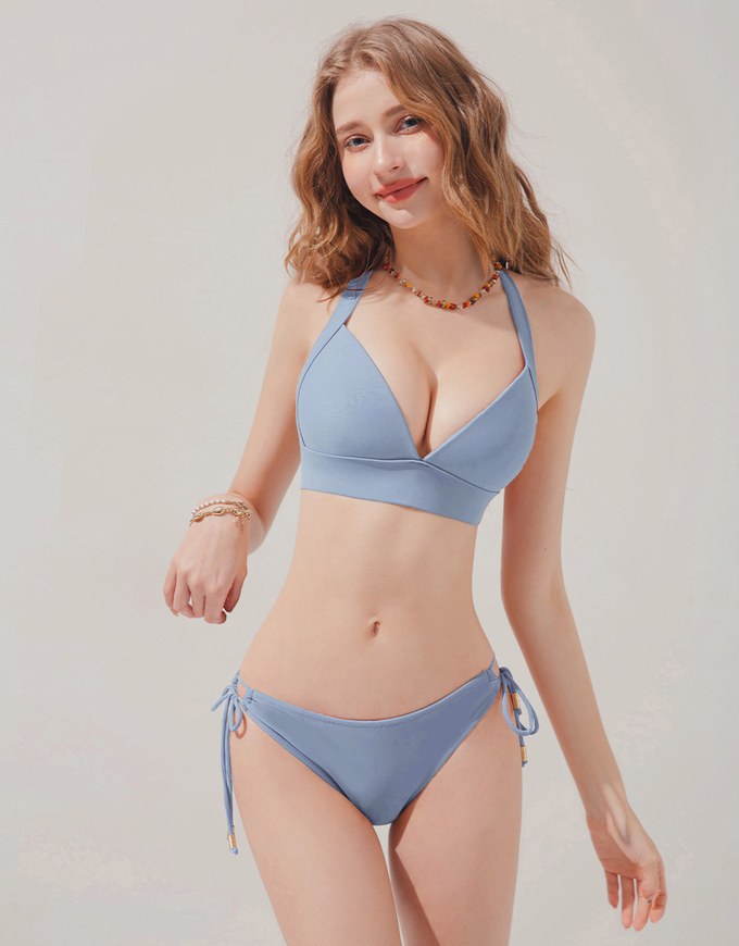 【PUSH UP】Cropped Corset Bikini Top With Bra Padded