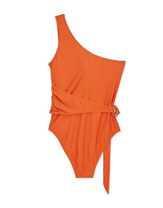 【PUSH UP 】One Shoulder Side Loop One-Piece Swimsuit Push Up Bra Padded