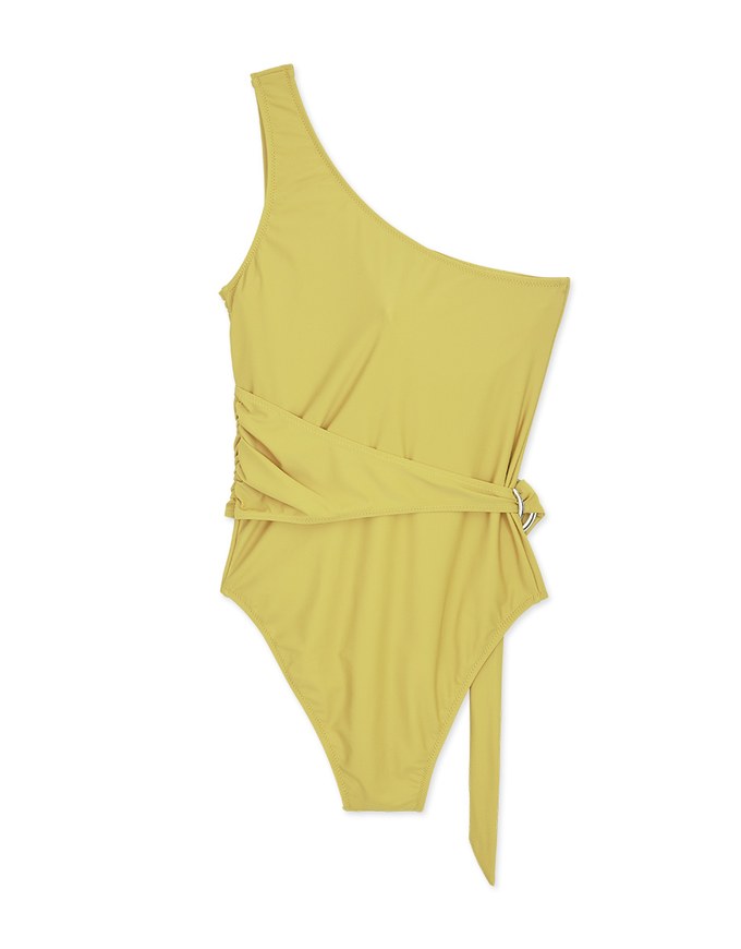 【PUSH UP 】One Shoulder Side Loop One-Piece Swimsuit Push Up Bra Padded