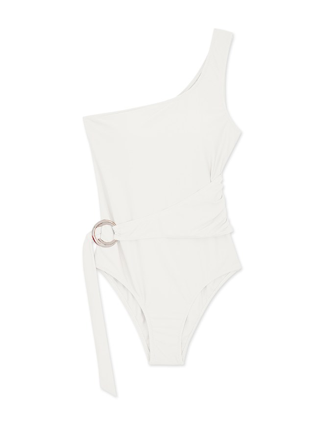 【EXTRA BODICE LENGTH 】Tall Girl-One Shoulder Side Loop One-Piece Swimsuit Push Up Bra Padded