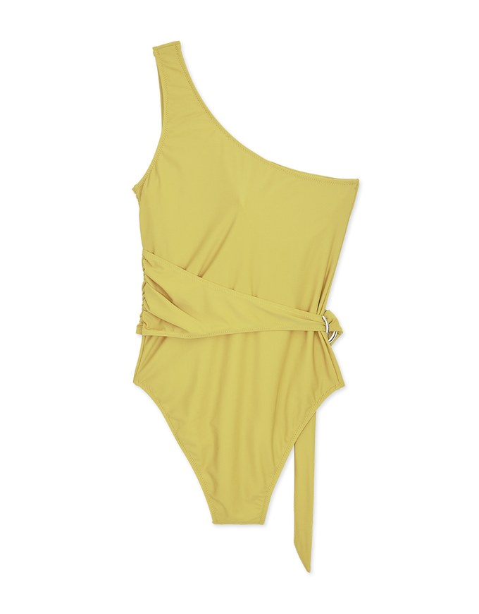 【EXTRA BODICE LENGTH 】Tall Girl-One Shoulder Side Loop One-Piece Swimsuit Push Up Bra Padded
