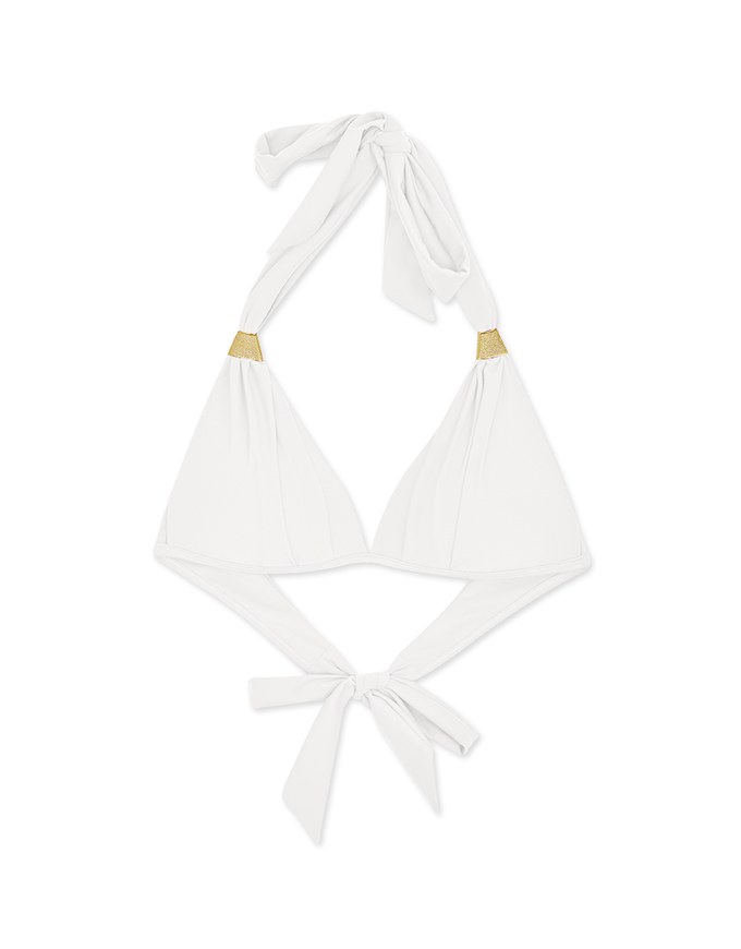 【PUSH UP】Ruched Decorative Straps Bikini Top (Thick Padded)