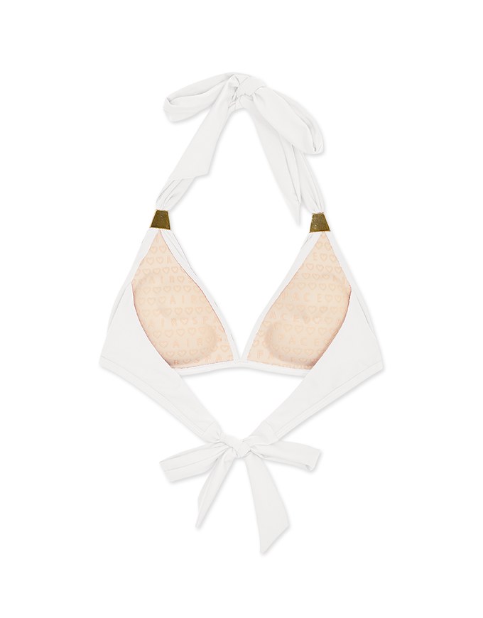 【PUSH UP】Ruched Decorative Straps Bikini Top (Thick Padded)