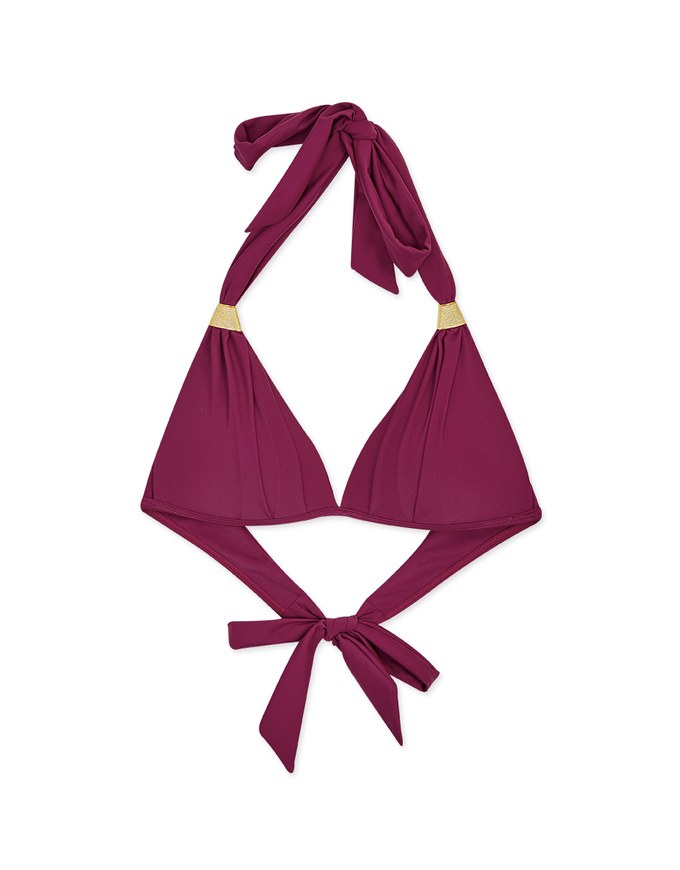 【PUSH UP】Ruched Decorative Straps Bikini Top (Thick Padded)