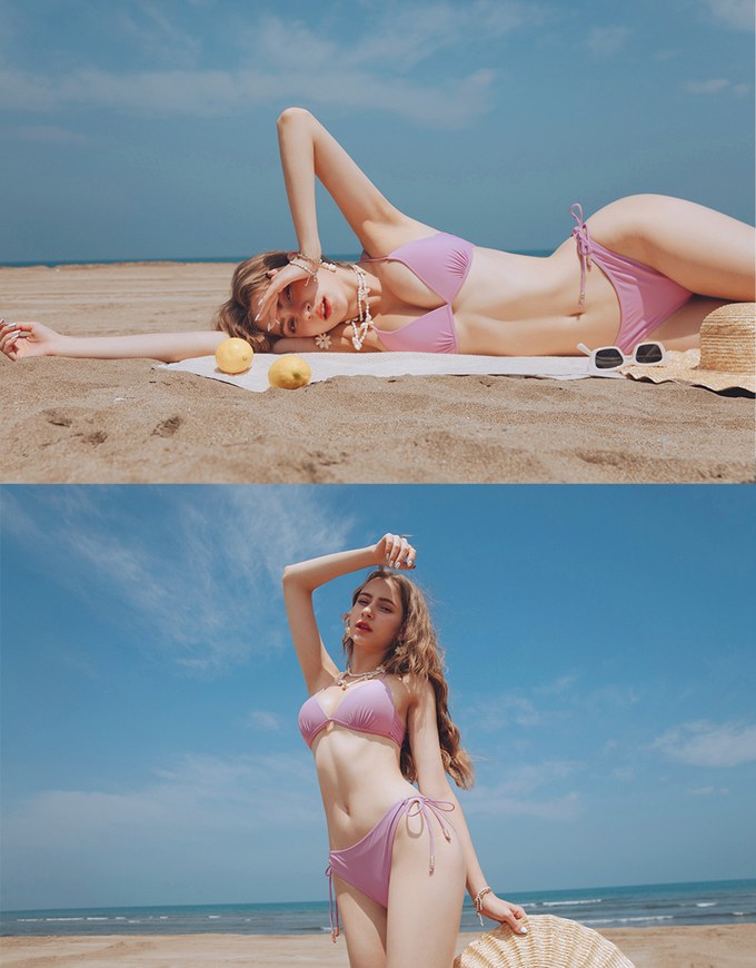 【PUSH UP】Bohemien Weave Braided Back Strap Bikini Top With Bra Padded