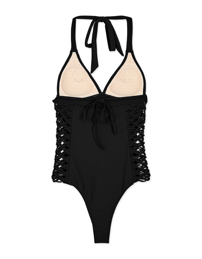 【PUSH UP 】Sensual Side-Hollow Braided Swimsuit Push Up Bra Padded