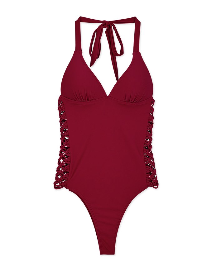 【PUSH UP 】Sensual Side-Hollow Braided Swimsuit Push Up Bra Padded