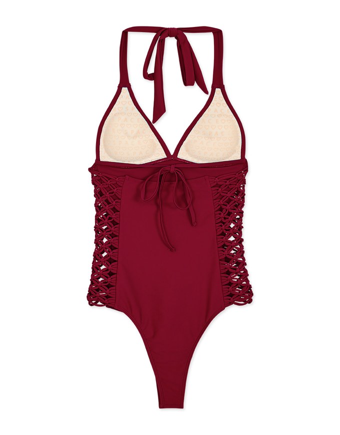 【PUSH UP 】Sensual Side-Hollow Braided Swimsuit Push Up Bra Padded