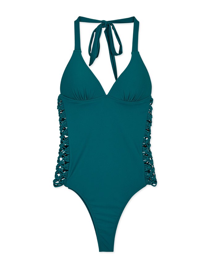 【EXTRA BODICE LENGTH 】Tall Girl-Sensual Side-Hollow Braided Swimsuit Push Up Bra Padded