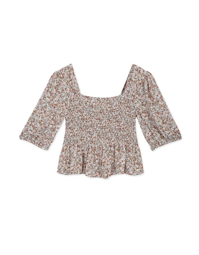 Floral Smocked Peplum Top
