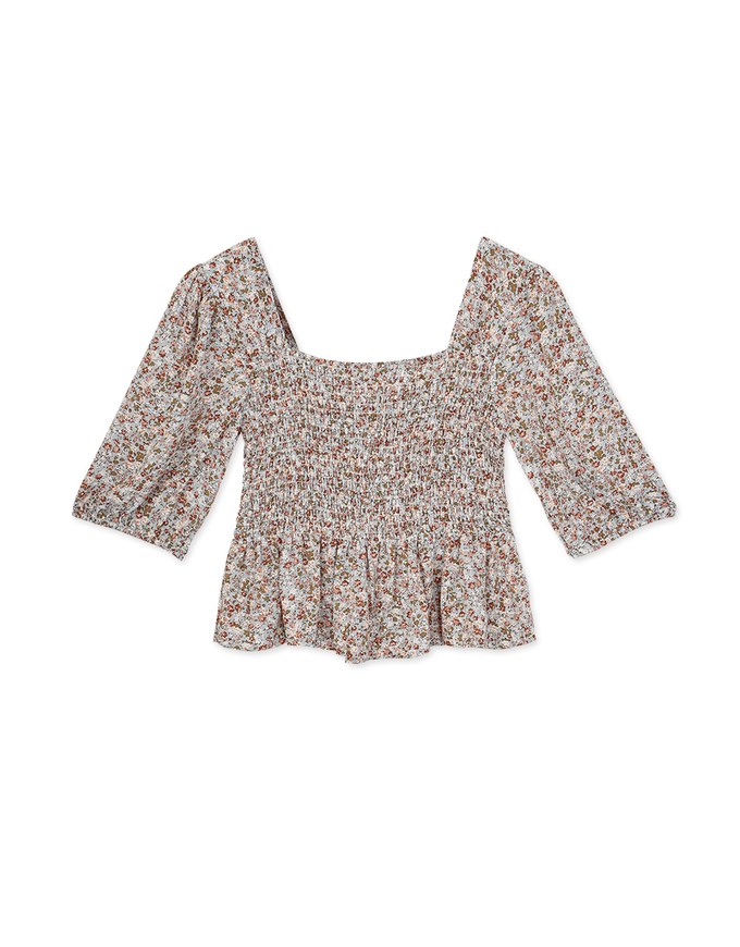 Floral Smocked Peplum Top