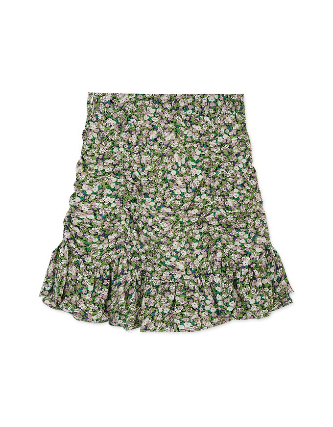 Floral Ruffle Mini Draped Skort