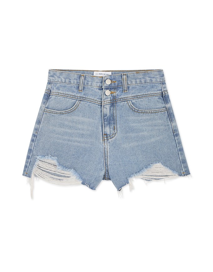 High Waisted Ripped Denim Jeans Short