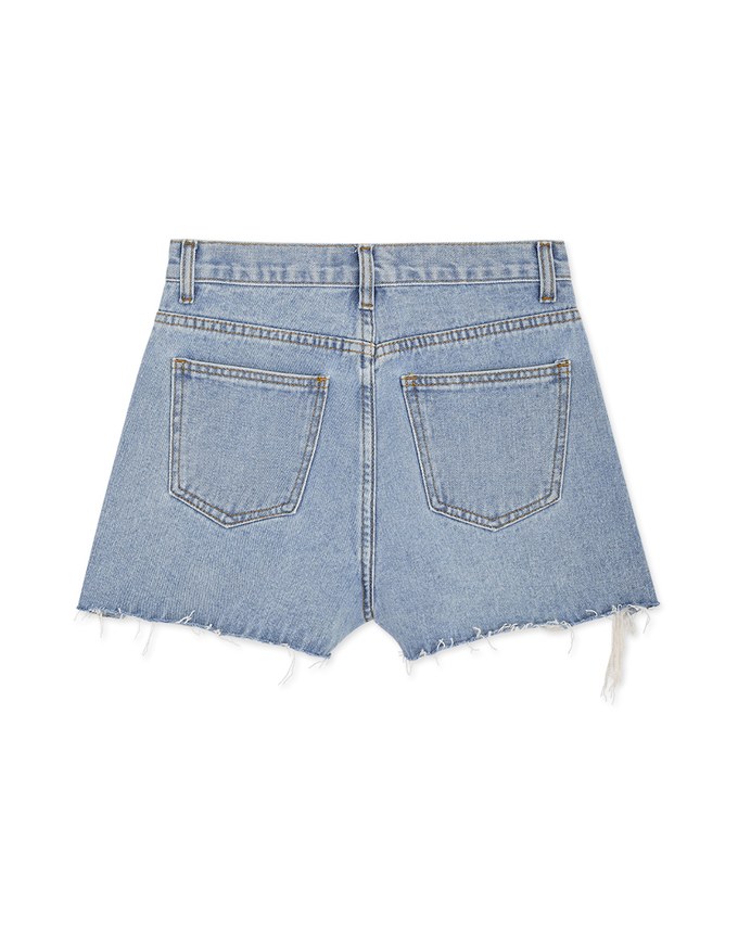 High Waisted Ripped Denim Jeans Short