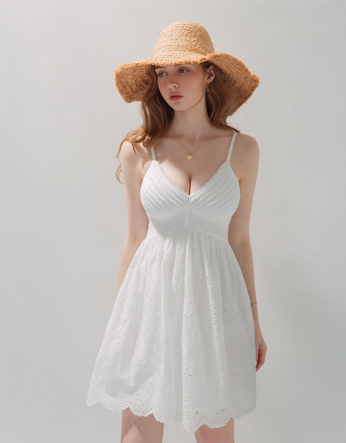 Embroidered Empire Dress (With Padding)