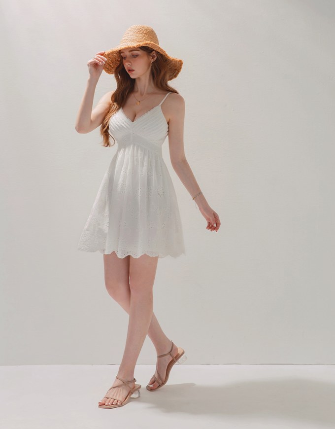 Embroidered Empire Dress (With Padding)