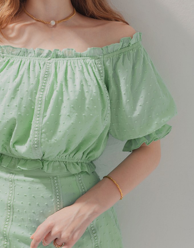 2Way Swiss Dot Top & Ruffle Skirt Set Wear