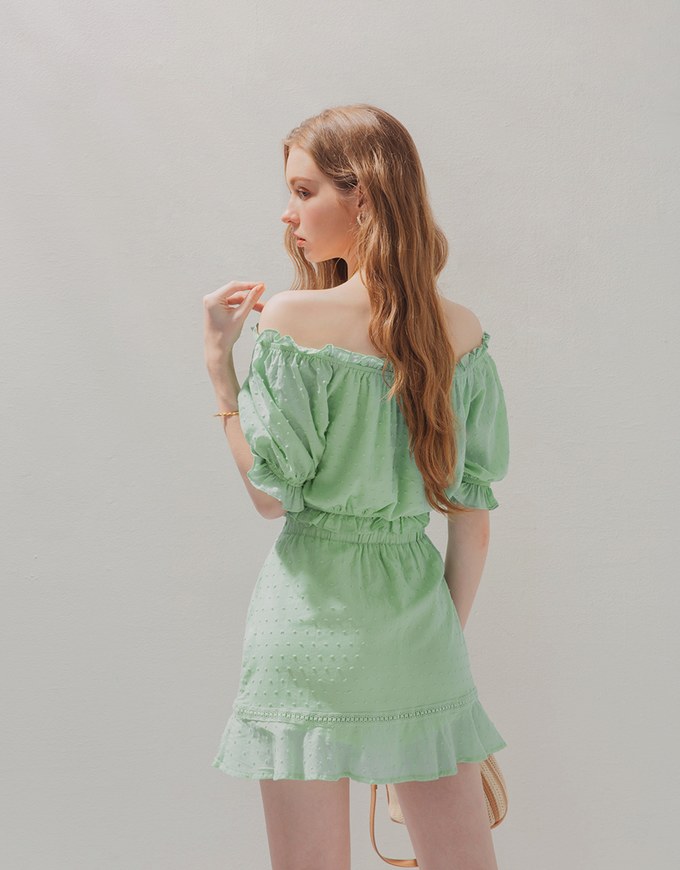 2Way Swiss Dot Top & Ruffle Skirt Set Wear