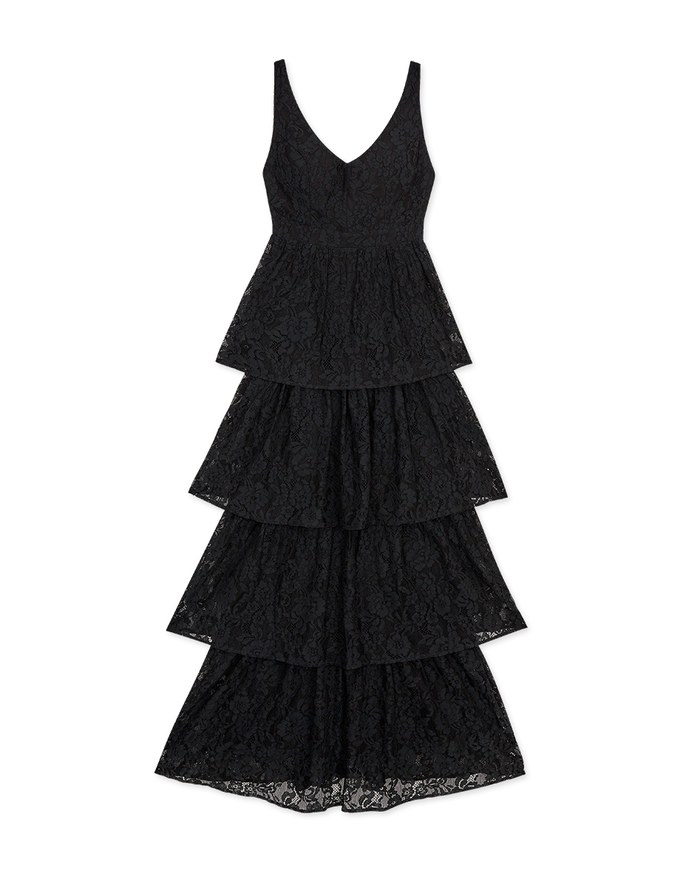 Delicate Lace Tiered Gown (With Sewn-In Paddings)