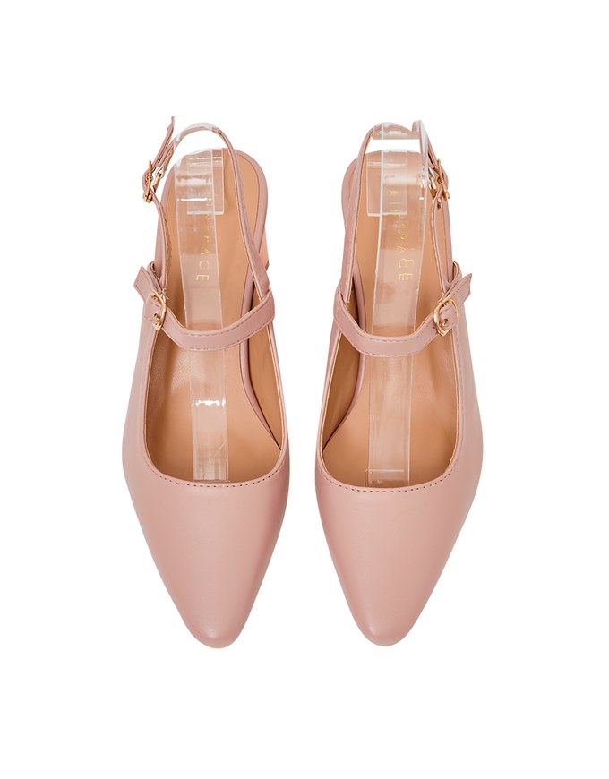 Sculptural Heeled Mary Jane Pumps