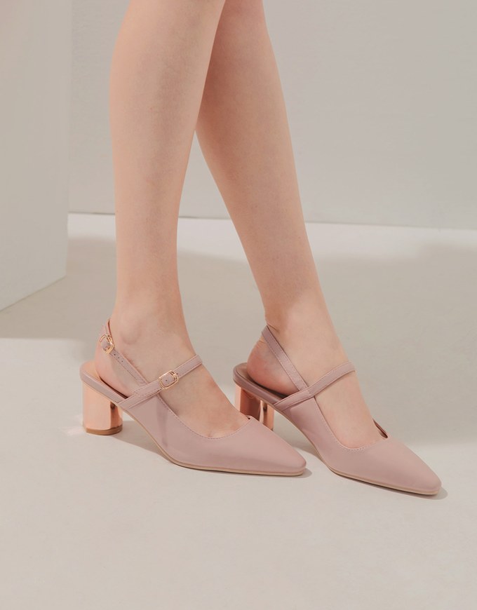 Sculptural Heeled Mary Jane Pumps