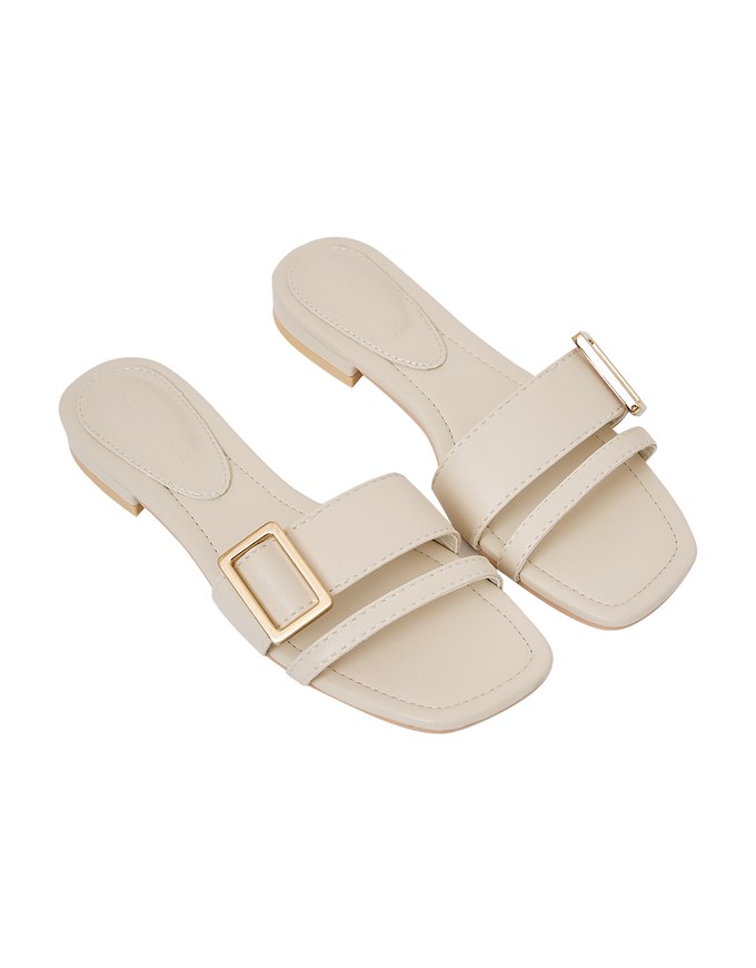 Square-Buckle Slide Sandals