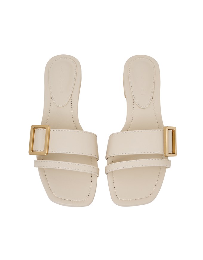 Square-Buckle Slide Sandals