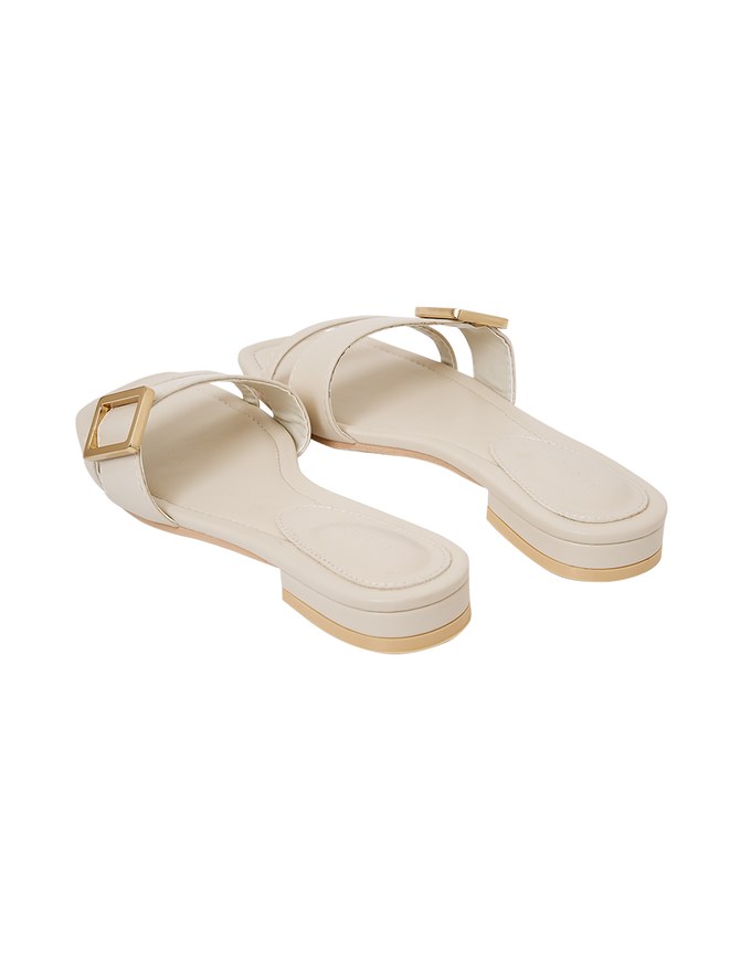 Square-Buckle Slide Sandals