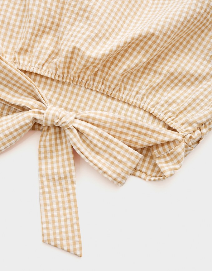 Gingham Tie-Back Crop Top