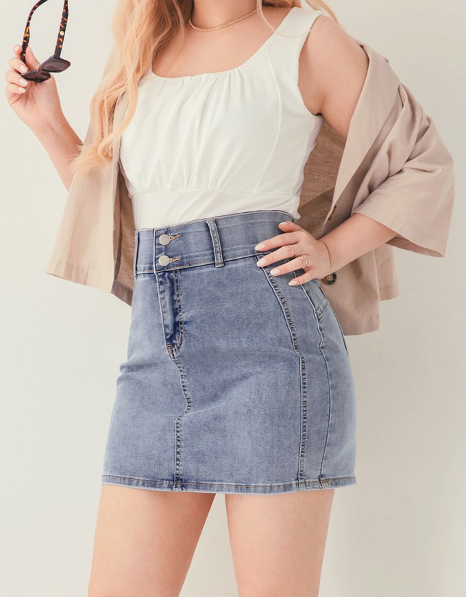 Breezy Cooling No Filter Denim Jeans Mini Skirt