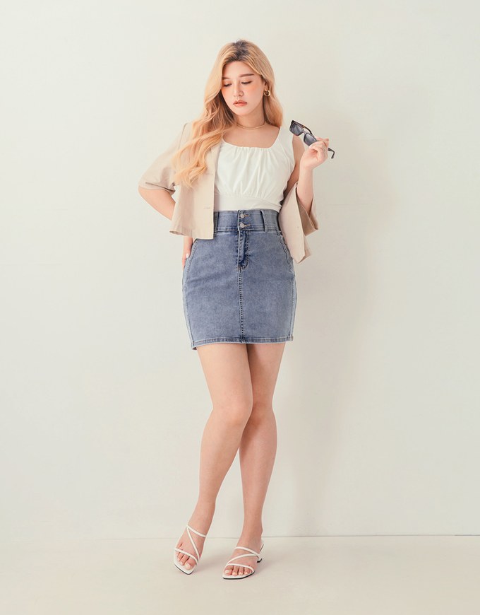 Breezy Cooling No Filter Denim Jeans Mini Skirt