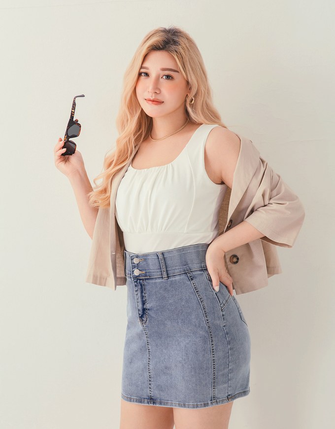 Breezy Cooling No Filter Denim Jeans Mini Skirt