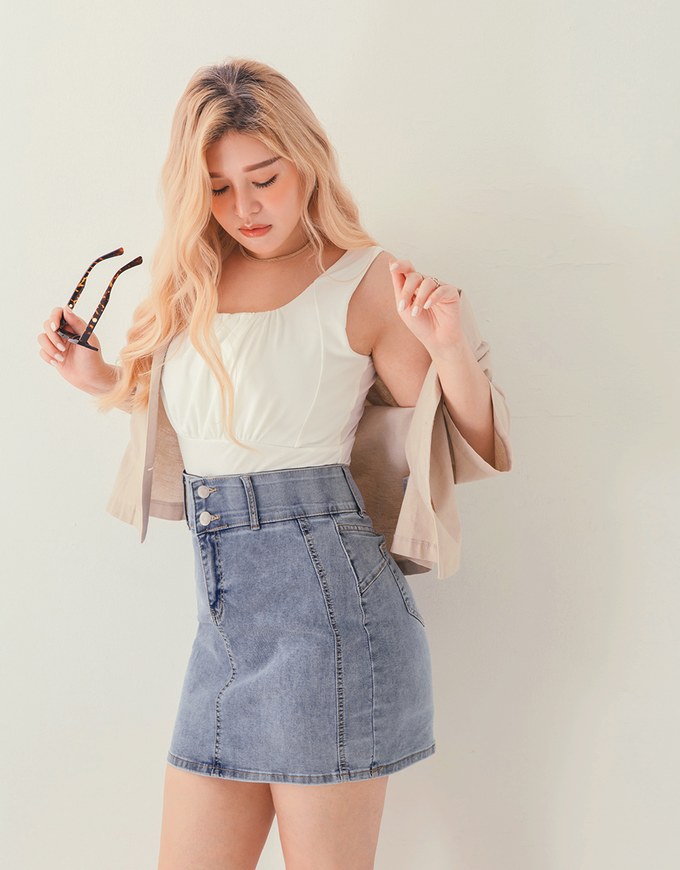 Breezy Cooling No Filter Denim Jeans Mini Skirt